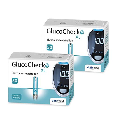 GlucoCheck XL - 100 Blutzuckerteststreifen zur Kontrolle des Blutzucker-Wertes - Anwendbar mit dem GlucoCheck XL Blutzuckermessgerät
