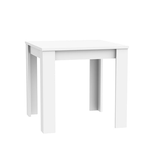 Forte Möbel ELAMA Esstisch Nicht ausziehbar, Holzwerkstoff, weiß, B x H x T: 80 x 76 x 80 cm