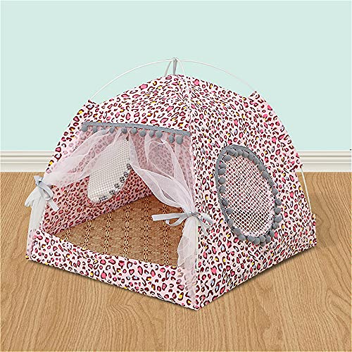 Panjzylds summer pet bed 360-degree full enveloping cat kennel kennel ventilated window double-sided mat, moisture-proof and mould-proof cat and dog tent 48* 48cm
