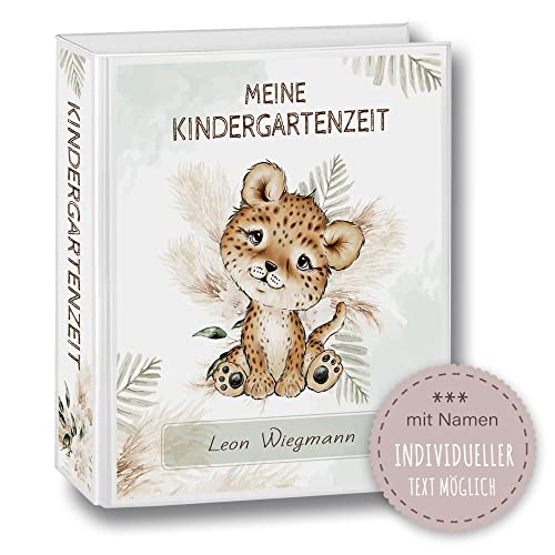 Kindergarten Ordner personalisiert mit Namen und Wunschtext Safaro Leopard A4 - Meine Kindergartenzeit Kindergartenordner Portfolioordner Sammelordner Junge Mädchen