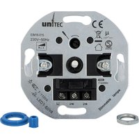 Unitec 30194 für LED-Leuchtmittel mit 3 bis 60 W und ohmsche und induktive Lasten von 7 bis 110 W, mit Druck-Wechselschalter und Schraubklemmen Dimmer, Silber