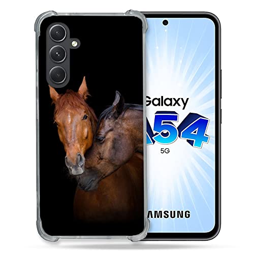 Cokitec Schutzhülle aus Hartglas für Samsung Galaxy A54 5G, Tiermotiv, Pferd, Braun