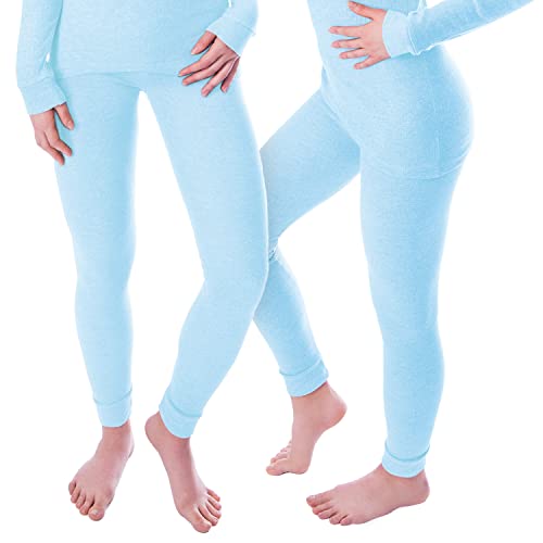 Black Snake Damen Thermo Unterhosen Set | 2 Lange Unterhosen | Funktionsunterhosen | Thermounterhosen 2er Pack - Hellblau - XL