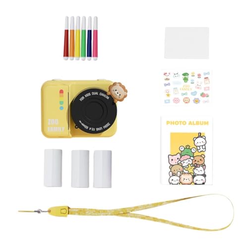 KICHI Kinder-Sofortdruckkamera, 7,6 cm (3 Zoll) Bildschirm, WiFi, HD-Digitalkamera mit 48 MP Dual-Objektiv, Thermo-Fotopapier (gelb), einfache Installation