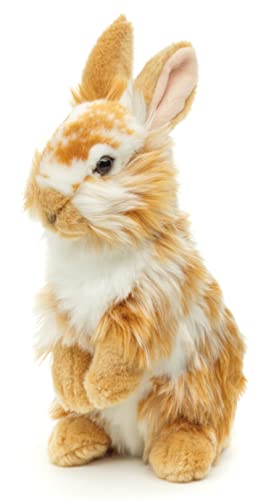 Uni-Toys - Löwenkopf-Kaninchen mit aufgestellten Ohren - stehend - Gold-weiß gescheckt - 23 cm (Höhe) - Plüsch-Hase - Plüschtier, Kuscheltier
