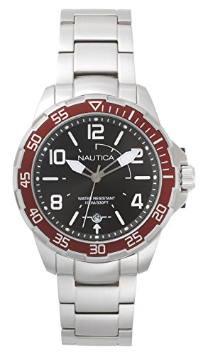 Nautica Herren Analog Quarz Uhr mit Edelstahl Armband NAPPLH005