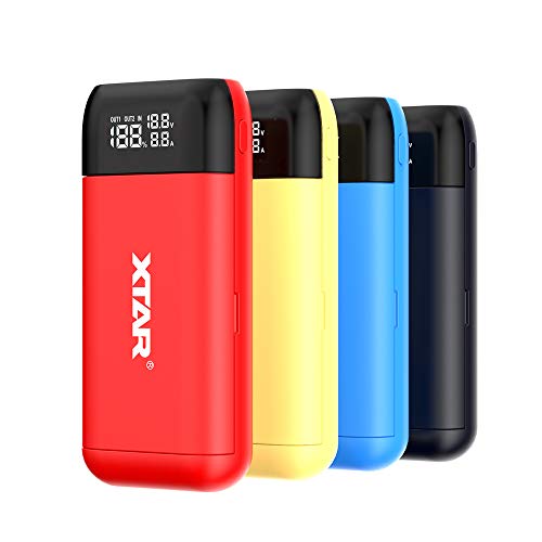 XTAR PB2S ladegerät 18650 xtar Batterieladegerät Schnelles Ladegerät USB C akku schnellladegerät 18650 Ungeahntes 20700 21700 Ladegerät USB ladegerät 18650 LCD Display Batterien Nicht enthalten (Red)