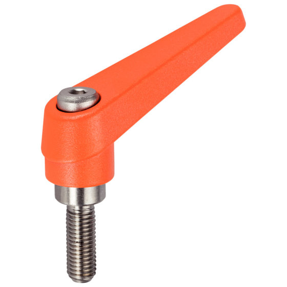 HALDER - Verstellbare Klemmhebel, Innenteile aus rostfreiem Stahl, mit Schraube | d1=25 mm / d2=M12 / l1=50 mm / orange | 24390.0571