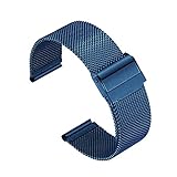 Tent Verstellbares Uhrenarmband Mit Metallschnalle, Universal-Edelstahl-Mesh-Uhrenarmband UltradüNnes Metall-Uhrenarmband FüR MäNner Und Frauen,Blau,16mm