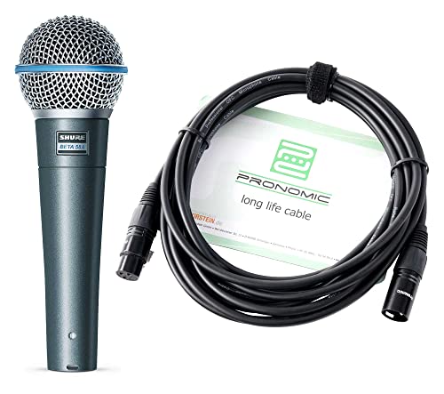 Shure Beta 58A Mikrofon Set - Gesangmikrofon mit Supernierencharakteristik - Übertragungsbereich: 50-16.000 Hz - Luftgefederter Erschütterungsabsorber - inklusive XLR-Kabel mit 5m Länge