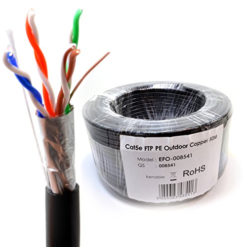 kenable Außen Abgeschirmtes CAT5e Aussen Kupfer Ethernet Kabel FTP Kabelrolle 50 m [50 Meter/50m]