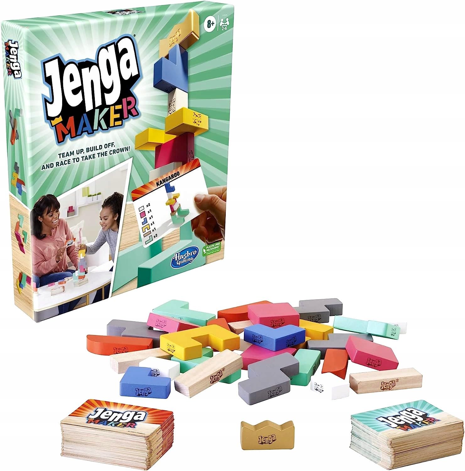 Monopoly Jenga Maker, Wooden Blocks, Stacking Tower Game, Game for Kids Ages 8 and Up, Game for 2-6 Players, Multicolor
