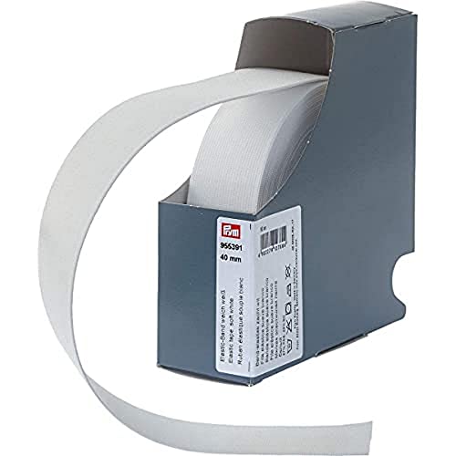 Prym 955391 Elastic-Band weich 40 mm weiß, 57 Prozent PES 43 Prozent ED