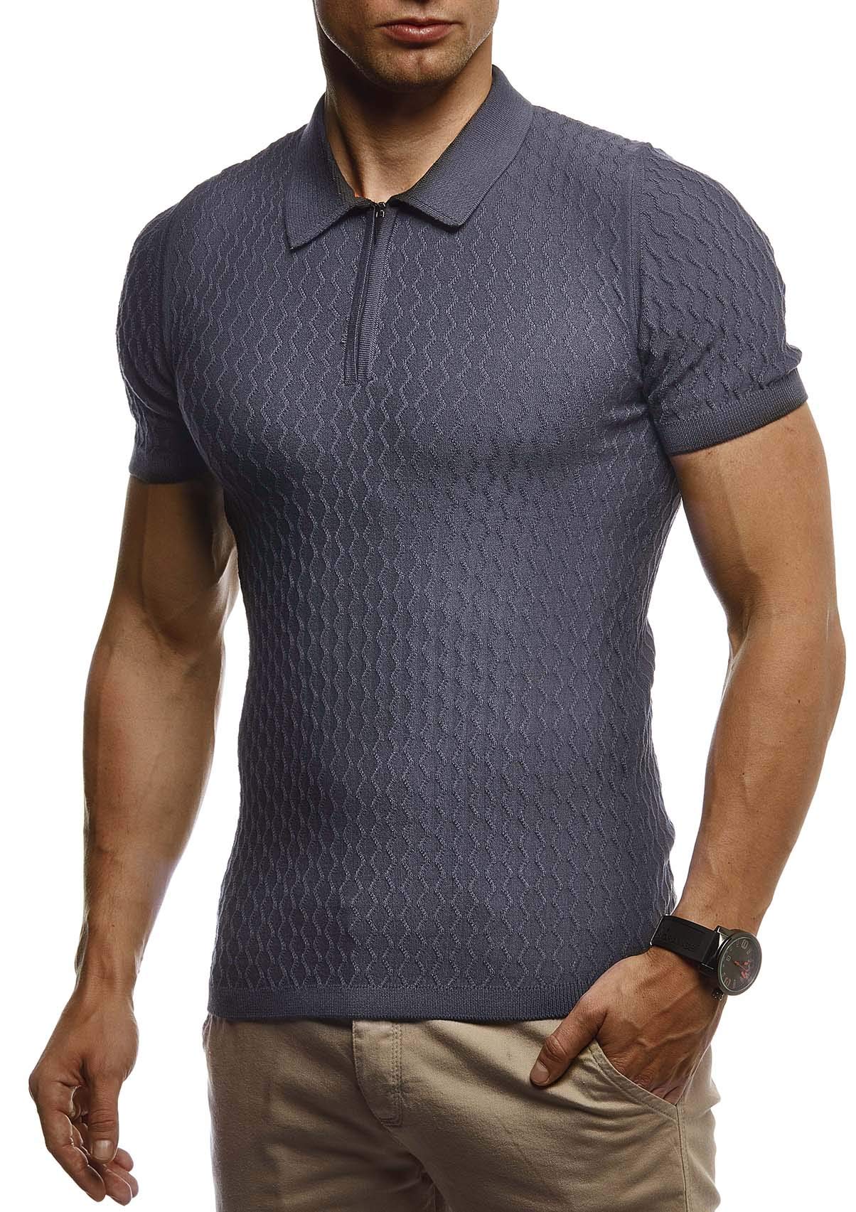 Leif Nelson Sommer Poloshirt Kurzarm Herren T-Shirt Kragen (Grau, Größe XL) - Casual Männer Poloshirts lang Feinstrick - Polo Shirt for Men Tshirt