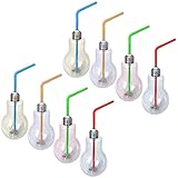 Eaxus 8er Set LED RGB Partyglas Birne mit Deckel und Strohhalm 400ml Party Cocktail Glas Transparent Beleuchtetes Longdrinkgläser Trinkbecher Blinkend