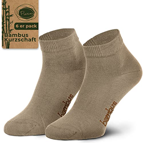 Piarini Gr. 47-50 6 Paar Bambussocken Herren-Socken kurz antibakteriell beige
