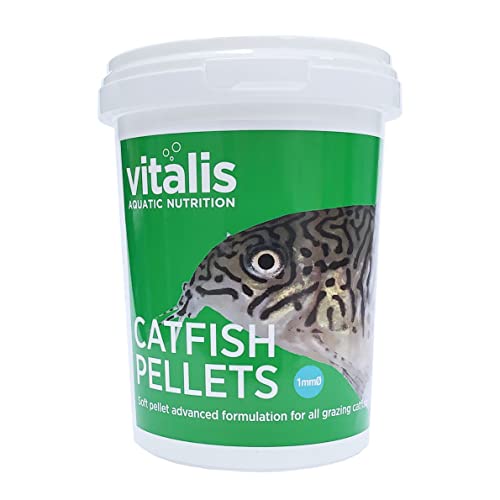 Vitalis Catfish PELLETS Granulat Fischfutter für Aquarium & Teich | Alleinfutter Pellets Futter Fischfutter für Welse allesfressende Fische Pleco Welsfischfutter | Gesund & gut verdaulich (260g-)