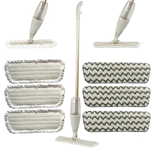 Salter COMBO-8797 Spray Mop – Flat Mop with Built-In Spray Function, Includes Cleaning and Polishing Pad, Ideal for Laminate, Wood and Tiled Floors, 600 ml Water Tank, With 4 Replacement Mop Heads