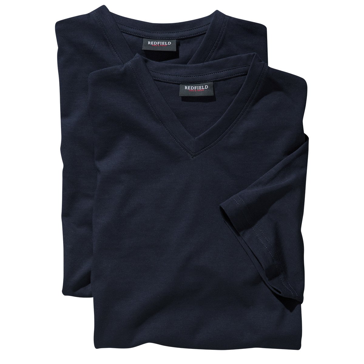 Redfield XXL Doppelpack V-Neck T-Shirts dunkelblau, Größe:7XL