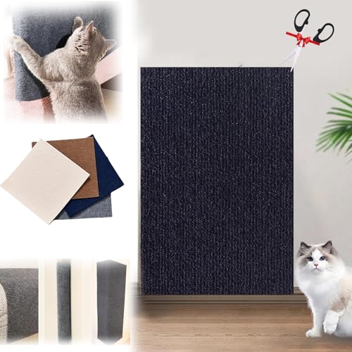 Cat Scratching Mat 39.4’’ X 23.6’’, Cat Scratch Furniture Protector, Trimmable Self, Adhesive Cat Couch Protector, Cat Wall Scratcher for Couch, Wall, Bed (Dark Blue,15.7 * 39.4in)