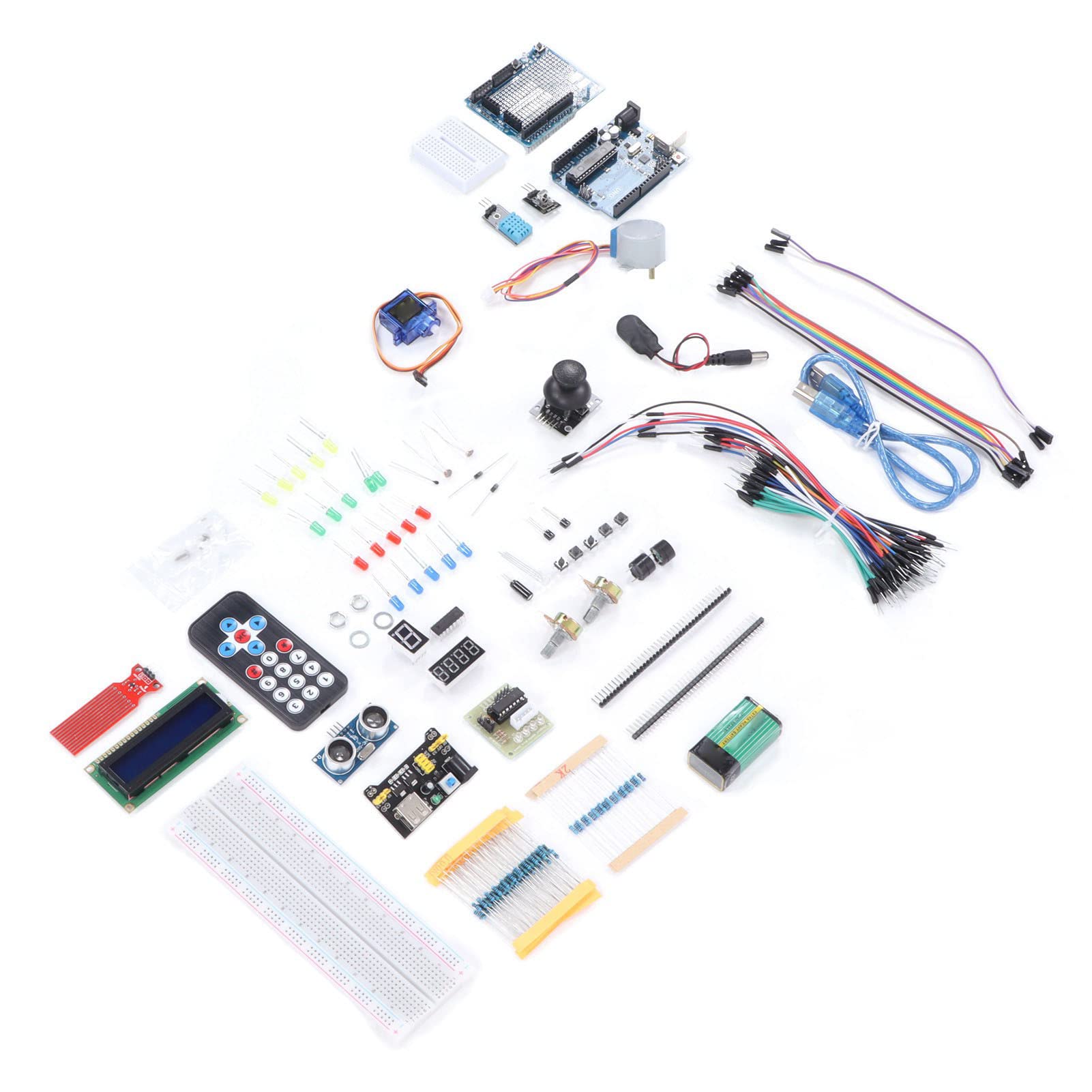 Weikeya Elektronisches Komponenten-Set, einfach zu bedienender Ersatzwiderstand, Multi-Spezifikation, Super-Starter-Kit, eingebaute Batterie für Anfänger zum Programmieren