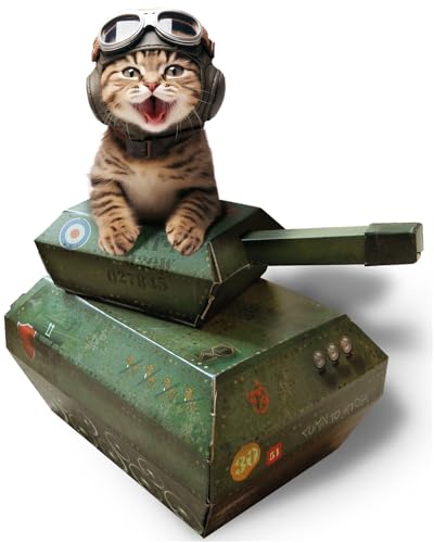 Suck UK Katzen-Spiel-Haus | Neuartiger Karton Katze Panzer | Katzenspielzeug & Zubehör | Flach verpackt und einfach zu montieren