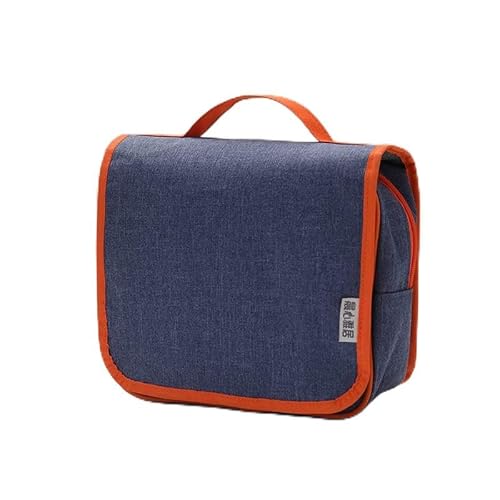 Kationische wasserdichte Reise-Waschtasche mit großem Fassungsvermögen, tragbare tragbare Kosmetiktasche für Männer und Frauen (blau orange)