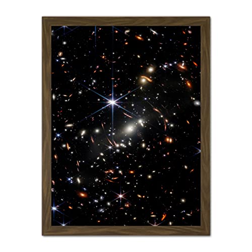 NASA James Webb Space Telescope Deep Field Image Stars Thousands Galaxies Photo Artwork Framed Wall Art Print 18X24 Inch
