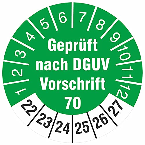 500 Stück geprüft nach DGUV Vorschrift 70 Prüfetiketten Prüfplaketten 30 mm rund Fahrzeuge BGV D29 2022-27