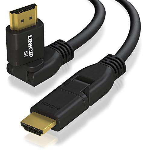 LINKUP - 8K Ultra-Hochgeschwindigkeits HDMI 2.1 Kabel 360° Schwenkwinkel-Anschluss | DSC HDR UHD Digital-Videokabel – Robustes 28AWG 48GB/s | 10K 4K 1080 | Kompatibel mit Apple Xbox PS5 Samsung -1.8m