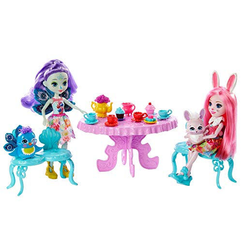 Enchantimals GLD41 GLD41-Tolle Teeparty Spielset mit Bree Bunny & Patter Peacock Puppen, Mehrfarbig
