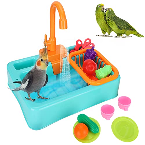 iFCOW Vogelbadewanne, Haustier Vogel Multifunktionale Badewanne Automatische Papageien Badezimmer Vogeldusche Badewanne mit Spielzeug