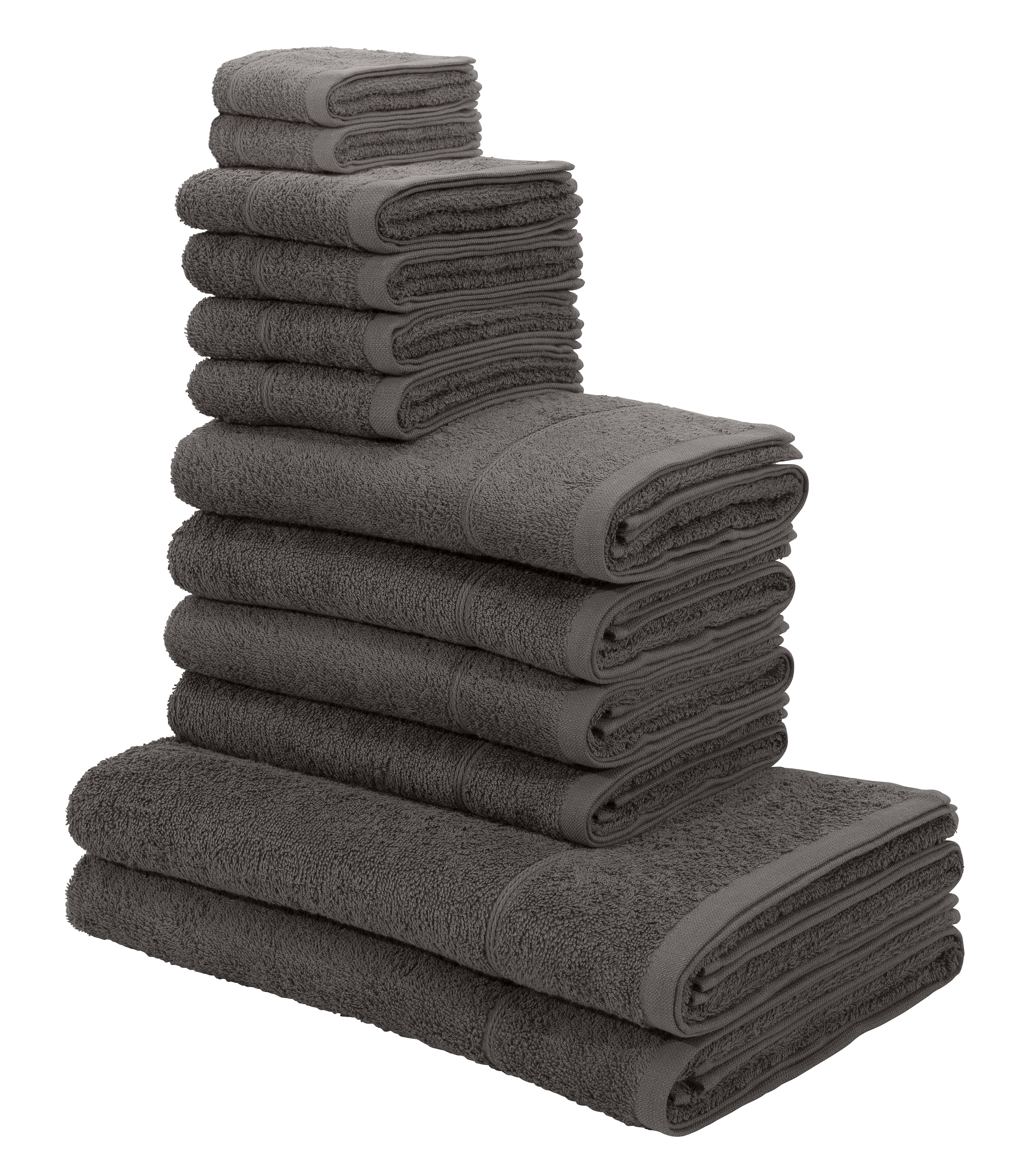 my home Handtuch Set "Sanremo", Set, 12 tlg., Frottier, Handtücher mit Bordüre, einfarbiges Handtuch-Set aus 100% Baumwolle