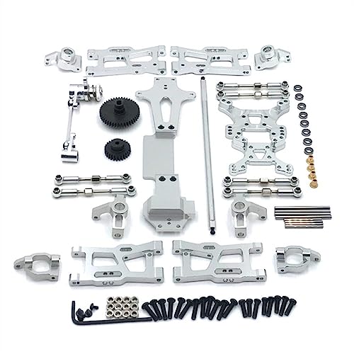 WORKSDUO Metal Upgrade Teile Kits Swing Arm Link Rod Steering Block for Wltoys 144001 144002 144010 1/14 RC Car Accessories Ersatzteile (Color : Silver)