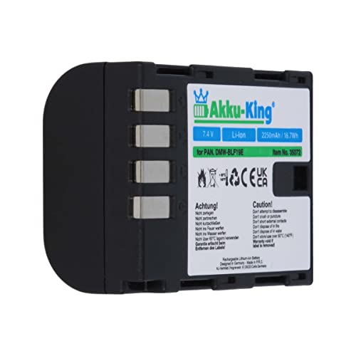Akku-King Akku kompatibel mit Panasonic DMW-BLF19, DMW-BLF19E - Li-Ion 2250mAh - für Lumix DMC-GH3, GH3A GH4, GH4A, GH4R, GH5, Sigma BP-61