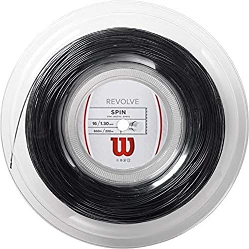 Wilson Unisex Tennissaite Revolve Spin, schwarz, 200 Meter Rolle, 1,30 mm, WRZ907600