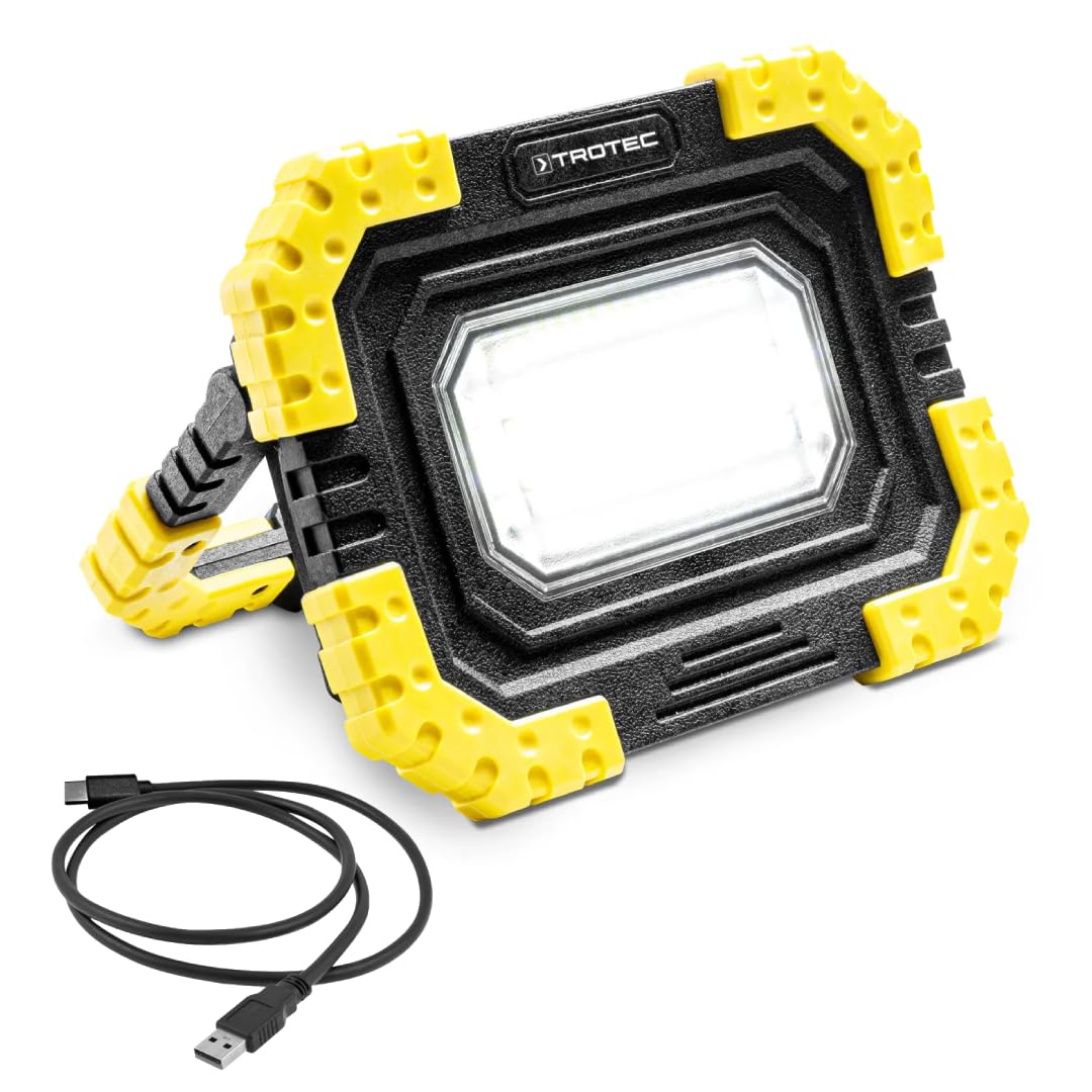 TROTEC Akku-LED-Arbeitsleuchte PWLS 06-10 | Baustrahler LED-Strahler LED-Arbeitslampe kabellose Handlampe mit USB-Powerbank