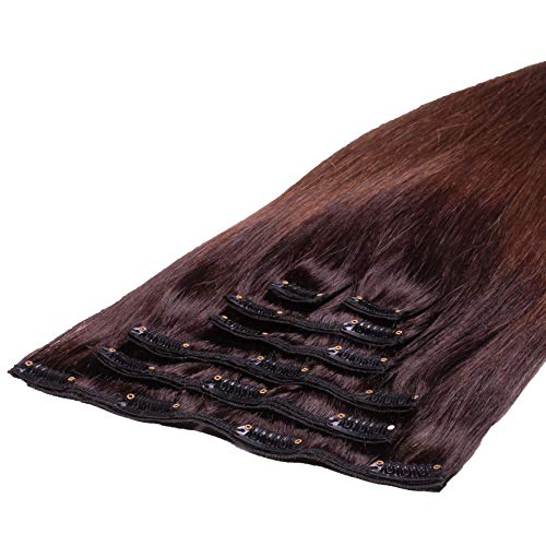 Just Beautiful Hair 100g Clip-In REMY Echthaar Extensions, glatt, 40cm - Farbe 2-6 schocko-karamell - 7-teilig