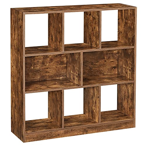 VASAGLE Bücherregal, Standregal aus Holz mit offenen Fächern, Vitrine für Wohnzimmer, Schlafzimmer, Kinderzimmer und Büro, 86 x 28 x 94,5 cm (L x B x H), Vintage, Dunkelbraun LBC52BX