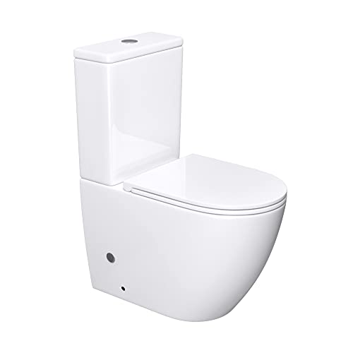 Mai & Mai Stand-WC 179T aus Keramik spülrandloses-WC 34x62x81cm bodenstehende-Toilette inkl.Spülkasten