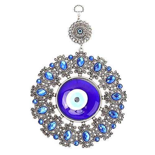 Türkei Blue Evil Eye Ornament, Blaue Augen Perle Fatima Hand Glückliches Amulett Wandbehang für Schutz und Wandbehang Dekor
