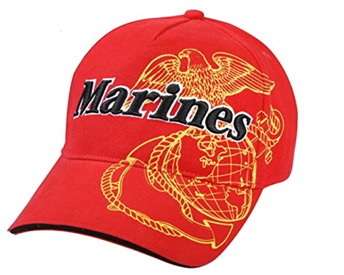 US Marines Baseball Cap USMC Insignia Globe Anchor Army Seals (Rot)