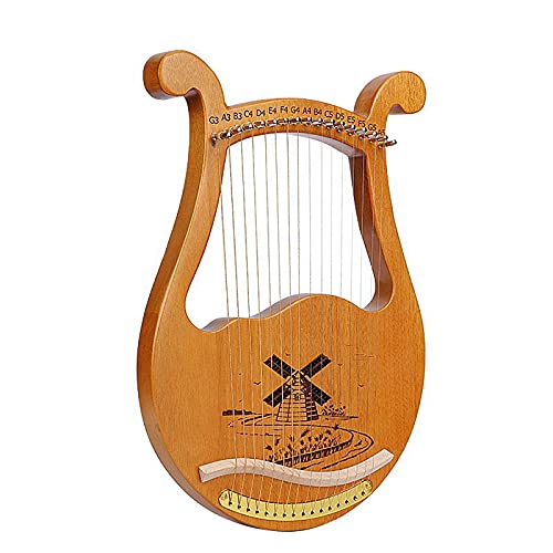 WowZza Mahagoni-Massivholz-Lyra-Harfe, Saiten-Harfeninstrument In Mehreren Stilen Mit Stimmschlüssel, Plektren, Für Erwachsene Kinder/16Saiten K