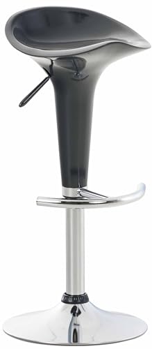 CLP Barhocker Saddle mit drehbarem Kunsttoffsitz und Fußablage I Höhenverstellbarer Hocker mit Metallgestell in Chrom-Optik, Farbe:grau