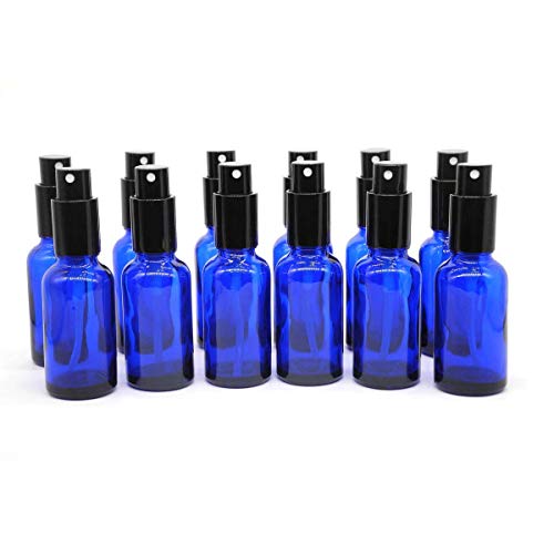 YIZHAO Blau Sprühflasche Glas 30ml, Sprühflasche Klein Glas mit [Zerstäuber], für Ätherisches Öle,Kosmetik, Apotheker, Reinigung,Aromatherapie, Massage, Haare – 24Pcs