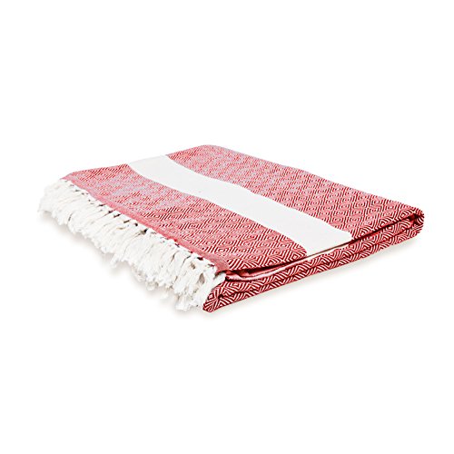 Lumaland Baumwolldecke Tagesdecke kräftige Farben aus 100% Baumwolle in Premiumqualität ca. 200 x 240 cm Rubin Rot