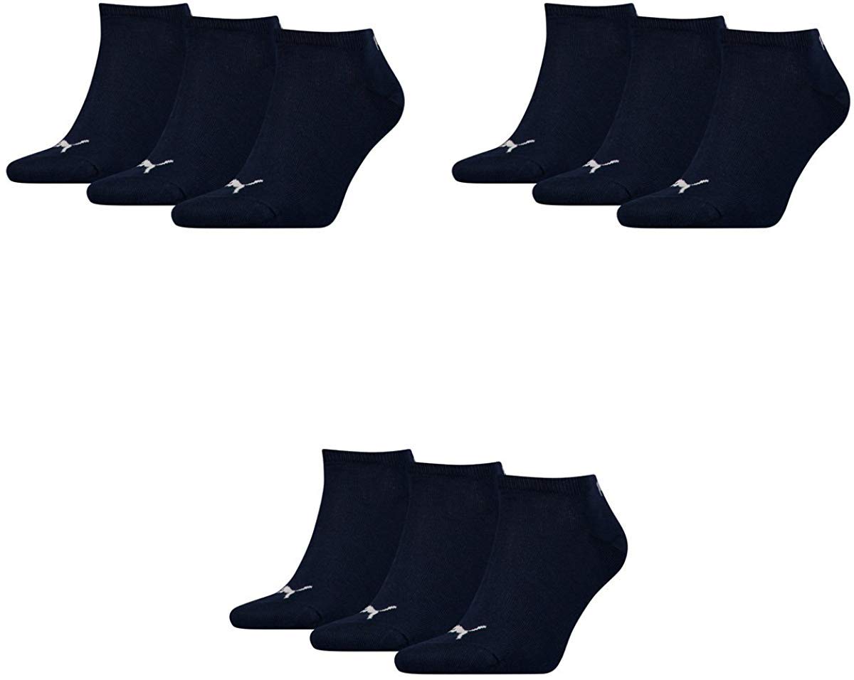PUMA 9 Paar Sneaker Invisible Socken Gr. 35-49 Unisex für Damen Herren Füßlinge, Farbe:321 - navy, Socken & Strümpfe:43-46