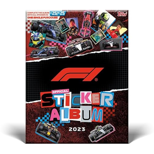 Topps Formula 1 Sticker 2023 - Komplettes Sticker- und Album-Set (enthält ein 40-seitiges Album und alle 156 Sticker)