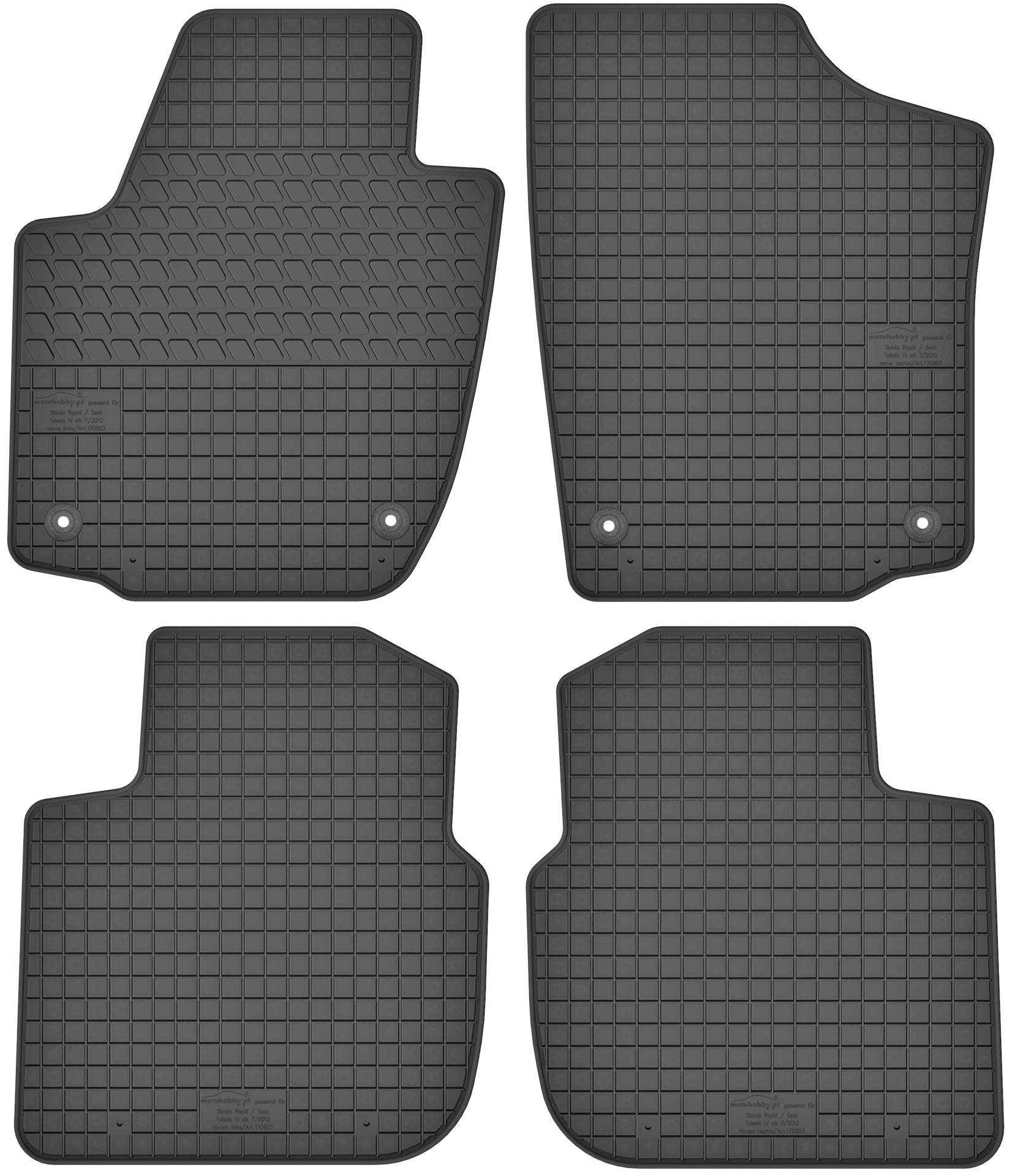 Gummimatten Gummi Fußmatten Satz für Skoda Rapid/Seat Toledo IV (2012-2018)