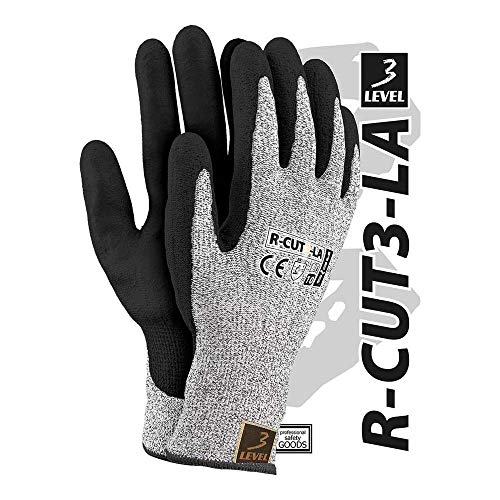 Reis R-Cut3-La_8 Level3 Schutzhandschuhe, Schwarz-Weiß-Schwarz, 8 Größe, 12 Stück